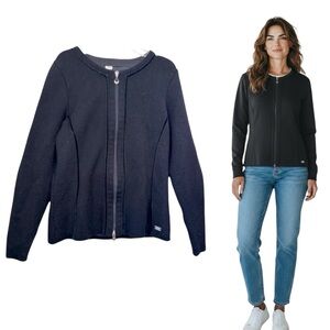 Dale Of Norway Merino Wool Jacket Black Gray Zipper Sweater Cardigan Knit Top M